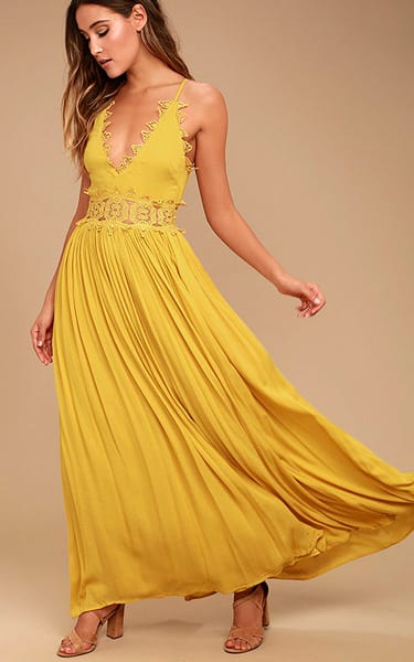This Is Love Mustard Yellow Lace Maxi Dress - BestFashionHQ.com