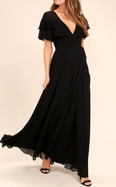 Wonderful Day Black Wrap Maxi Dress - BestFashionHQ.com