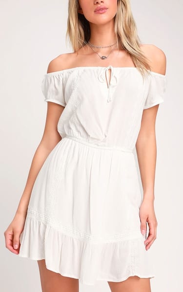 Amuse Society Arena Ivory Embroidered Off-the-Shoulder Mini Dress ...
