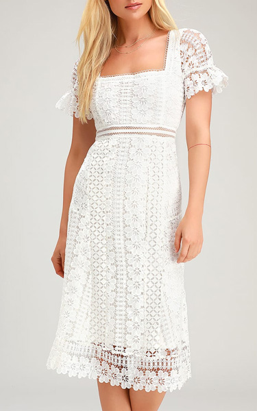 Love To Be Loved White Lace Midi Dress - BestFashionHQ.com