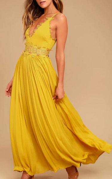 This is Love Mustard Yellow Lace Maxi Dress - BestFashionHQ.com