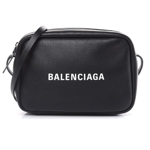 BALENCIAGA Calfskin Everyday Logo S Camera Bag Black - BestFashionHQ.com