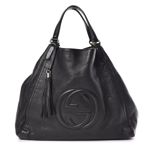 GUCCI Pebbled Calfskin Large Soho Shoulder Bag Black - BestFashionHQ.com