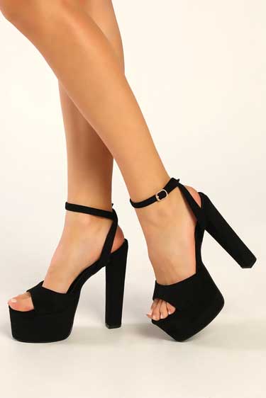 suede platform heels with ankle strap