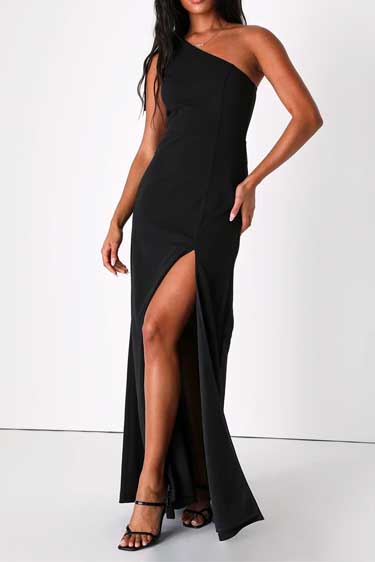 Revel in the Moment Black One-Shoulder Maxi Dress - BestFashionHQ.com